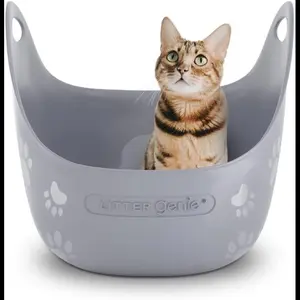 Cat Litter Box | Made with Flexible, Soft Plastic | Features High-Walls and Handles for Privacy and Portability