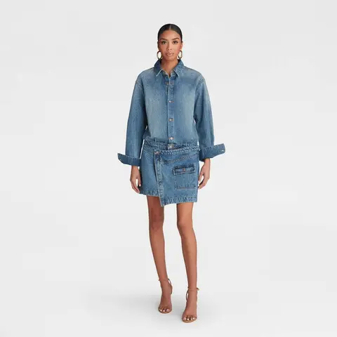 KBB by KAHLANA Women's Long Sleeve 'The Asymm Denim Dress'