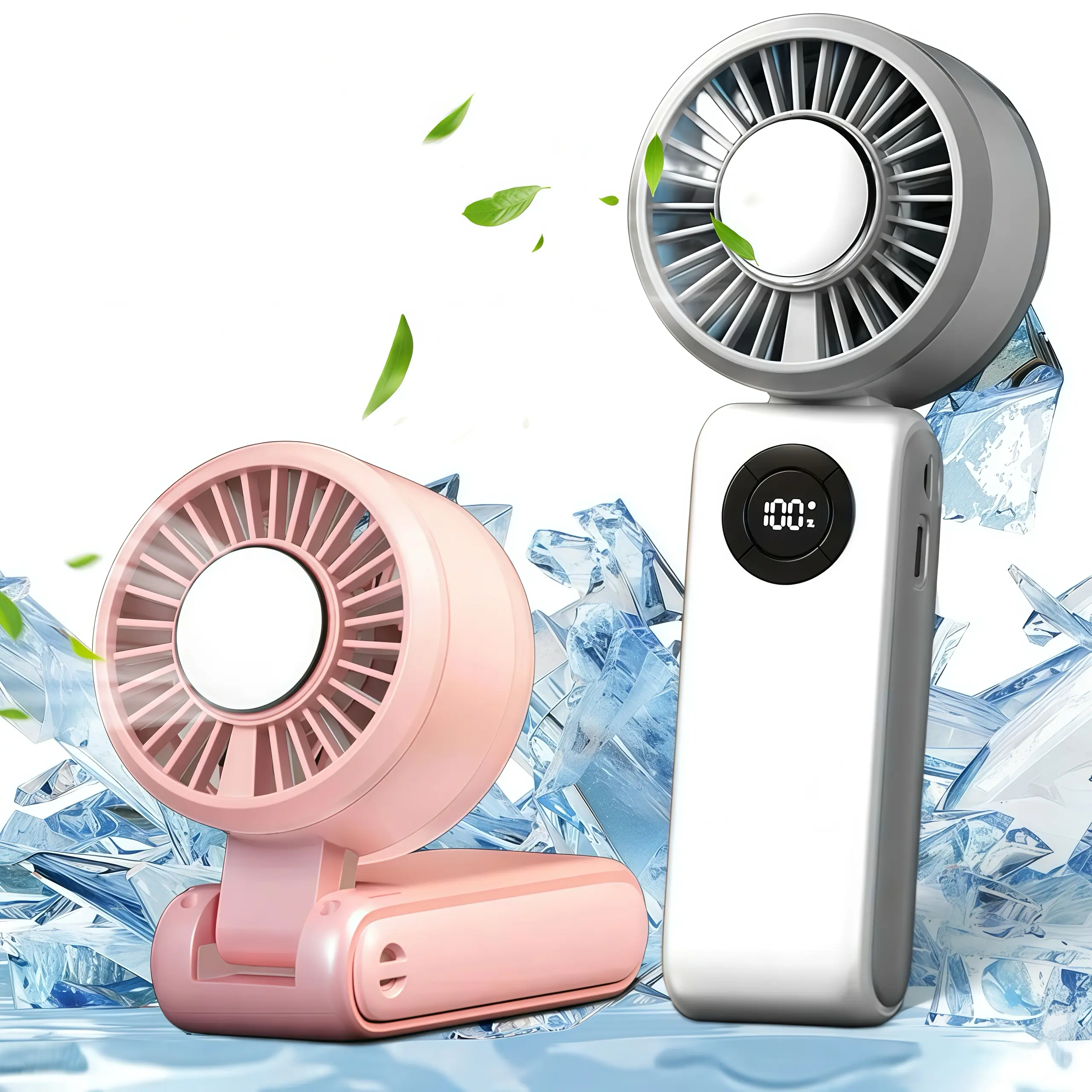 Portable Turbo Ice Cooling Fan-5-Speed Mini Handheld Fan with 4000mAh ...