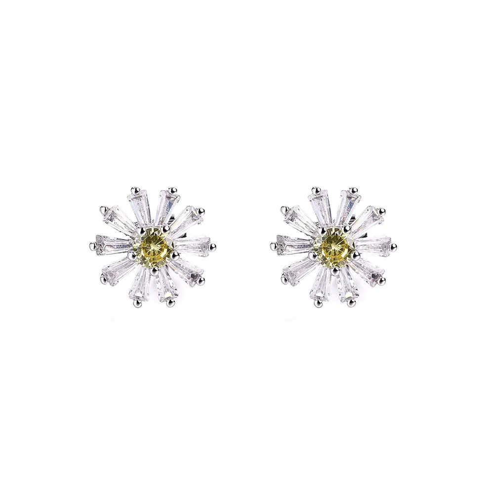 Citrine Daisy Earrings in 18K White Gold