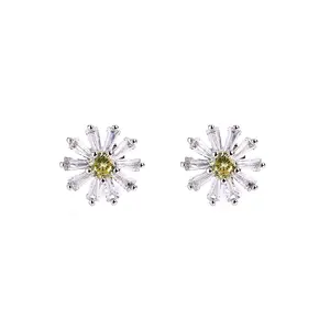 Citrine Daisy Earrings in 18K White Gold