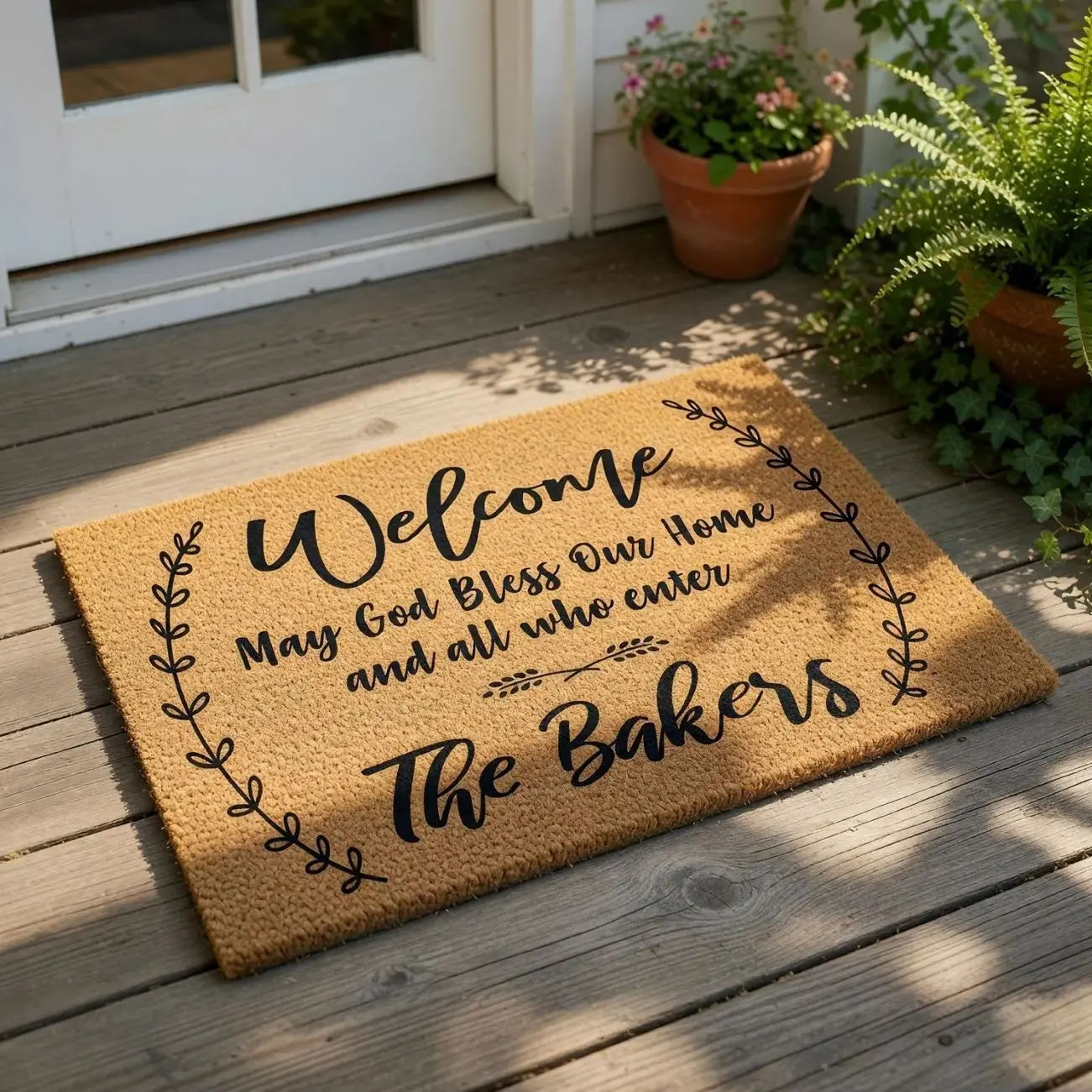 Personalized Family Doormat, Custom Welcome Mat, Housewarming Gift, Religious Door Mat, New Home Gift, Custom Entryway Rug