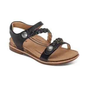 Jenn Quarter Strap Sandal - Black