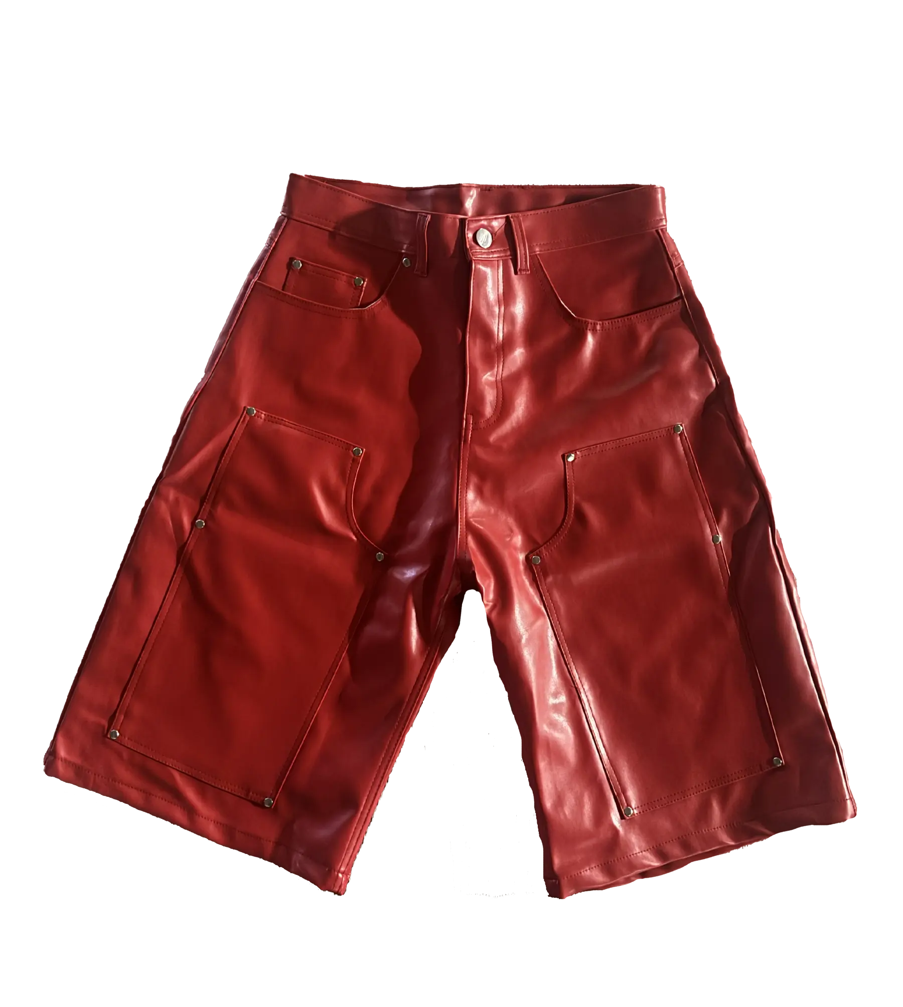 RED LEATHER JORTS