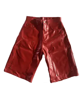 RED LEATHER JORTS