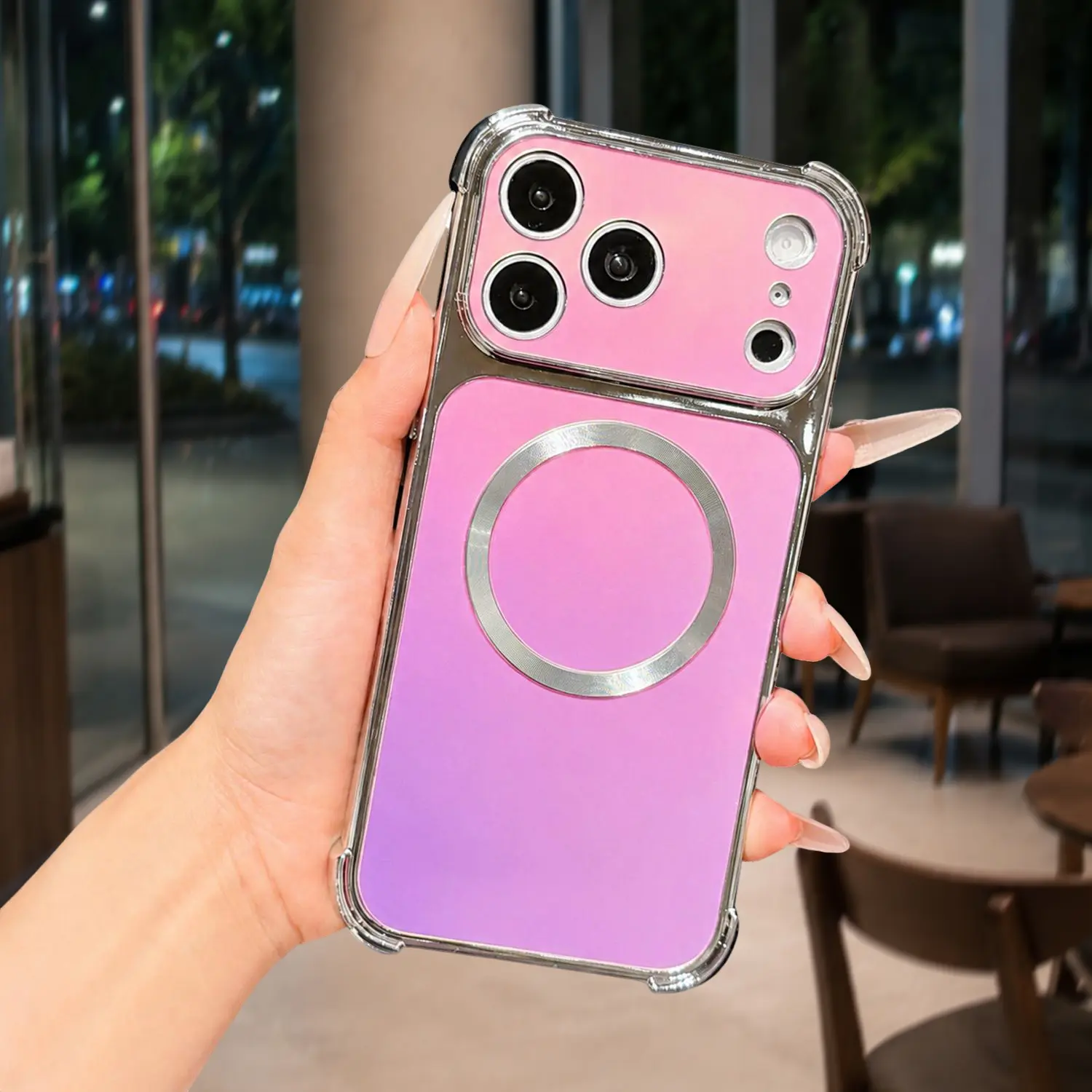 Magnetic Case for iPhone 17 Pro Max 16 15 14 13 12 11 Phone Case Aesthetic Laser Case Shockproof Slim Case Compatible with Magsafe