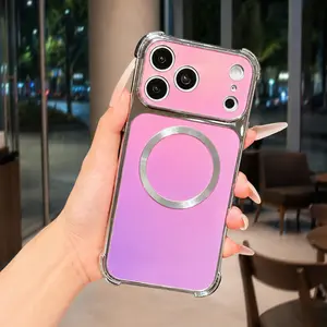 Magnetic Case for iPhone 17 Pro Max 16 15 14 13 12 11 Phone Case Aesthetic Laser Case Shockproof Slim Case Compatible with Magsafe