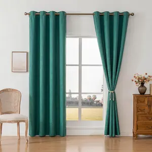 2 Pcs Solid Color Full Blackout Curtain Panels, Black Benni Fabric with Composite Craft, 52x95 in Grommet Top, Multiple Sizes Dark Curtains Blackout for Home Decoration & Privacy Needs