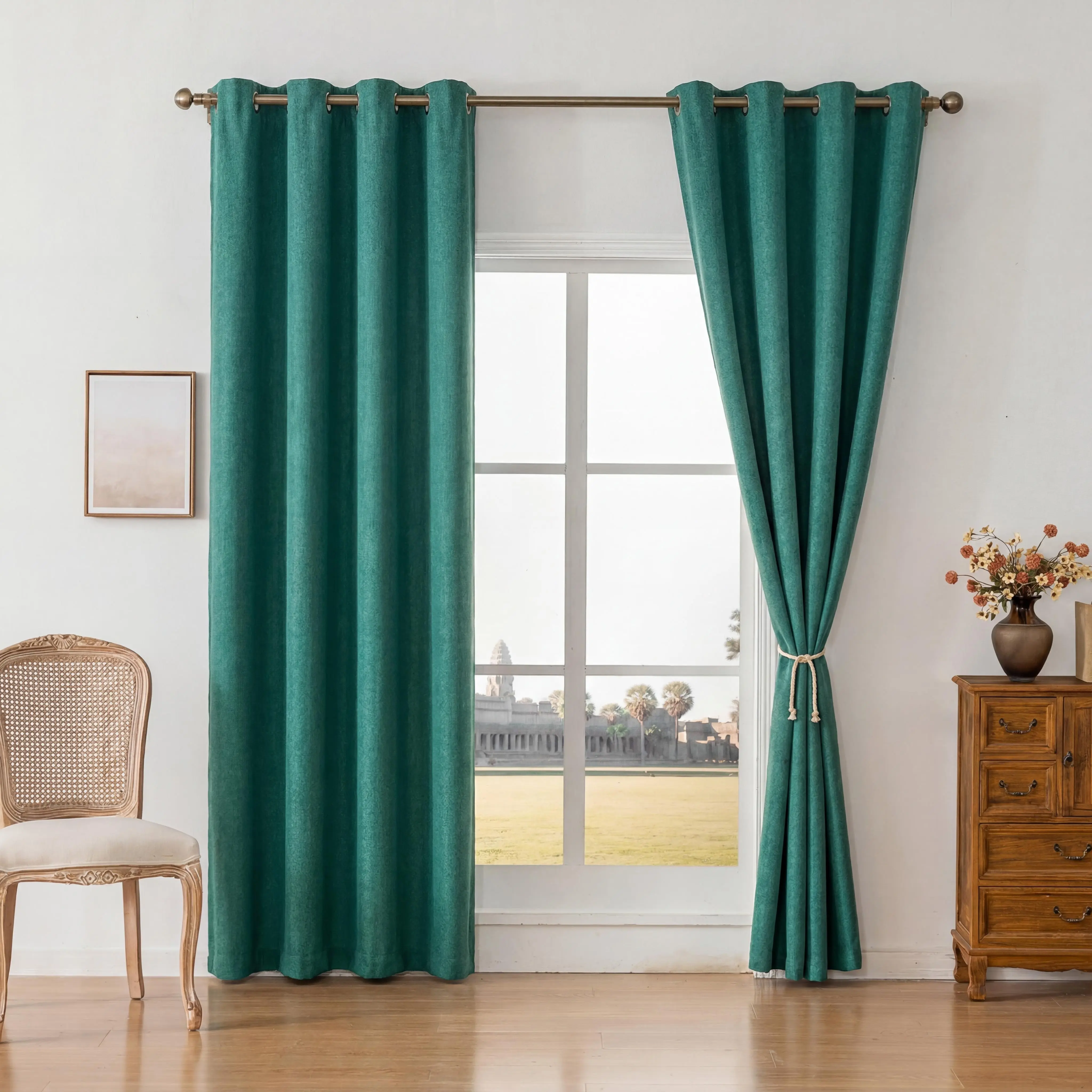 Traditional Reinforced Blackout Curtain, 52x95, Composite Craft Dustproof Privacy Grommet Curtains for Bedroom, L69
