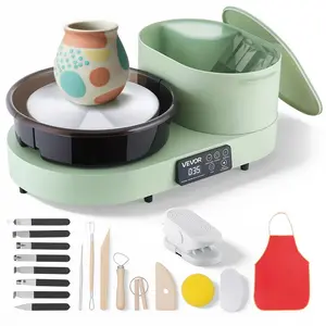 【Father's Day gift】VEVOR Pottery Wheel for Adults, 11" Aluminum Turntable, 450W Electric Table Top Pottery Wheel with Foot Pedal, 30-300 RPM Adjustable Speed, Aluminum Body, for Beginners, DIY Clay Art Craft, Green