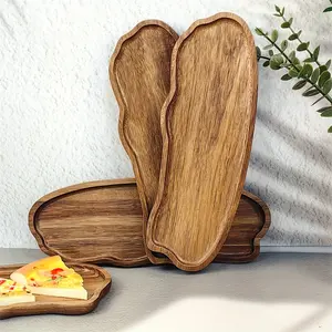 Handcrafted Wooden Oval Serving Tray, Durable Real Wood Platter for Breakfast, Coffee, Tea, Snacks, Room Decor, Holiday Gifts, Salad Serving Plates