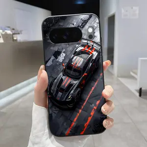 Trendy Auto Charm Pattern Rounded Edge Phone Case for Google Pixel 10 9 8 7 Pro A XL Shockproof Drop Protection Rugged Durable Liquid Silicone Cover Cellphone Protective