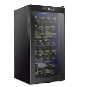 Schmecke 28 Bottle Compressor Wine Cooler Refrigerator | Large Freestanding Wine Cellar | 41f-64f Digital Temperature Control Wine Fridge For Red, White, Champagne or Sparkling Wine - Black