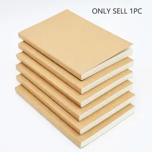 A5 Thick Leather Paper Notebook, 128 Pages/256 Sheets, Grid Lined Blank, Sketch Diary Office Use, Durable High Quality