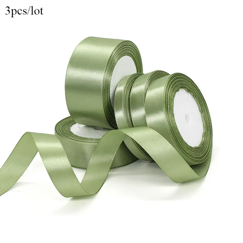 3pcs/lot grass green ribbon 1cm/1.5cm/2cm fresh flower gift decoration packaging ribbon small fresh ribbon