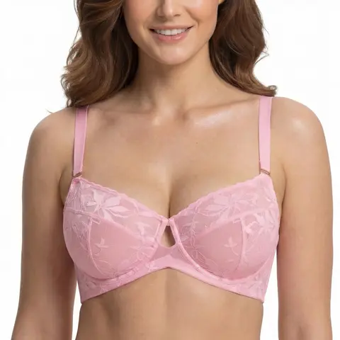 HSIA Petalia & Ophelia Unlined Plus Size Soft Lace High Support Bra - Sheer Lace Convertible Multiway Underwire Balconette Bra & Sheer Full Coverage Embroidered Underwire Bra