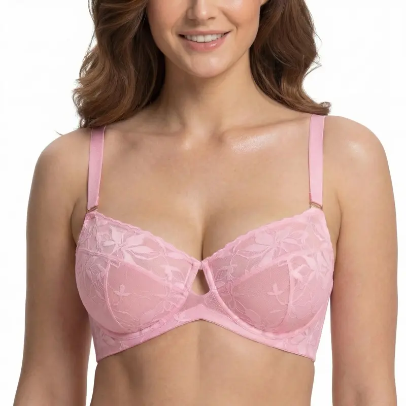 HSIA Petalia & Ophelia Unlined Plus Size Soft Lace High Support Bra - Sheer Lace Convertible Multiway Underwire Balconette Bra & Sheer Full Coverage Embroidered Underwire Bra