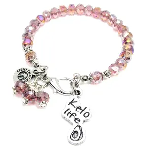 Keto Life With Avocado Splash Of Color Crystal Bracelet