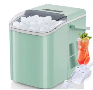 EDX Countertop Ice Maker, Self-Cleaning Portable Ice Maker Machine with Handle and Ice Scoop, Bullet Ice Cubes, 9Pcs/6Min 26.5Lbs/24H for Home/Kitchen/Bar/Party