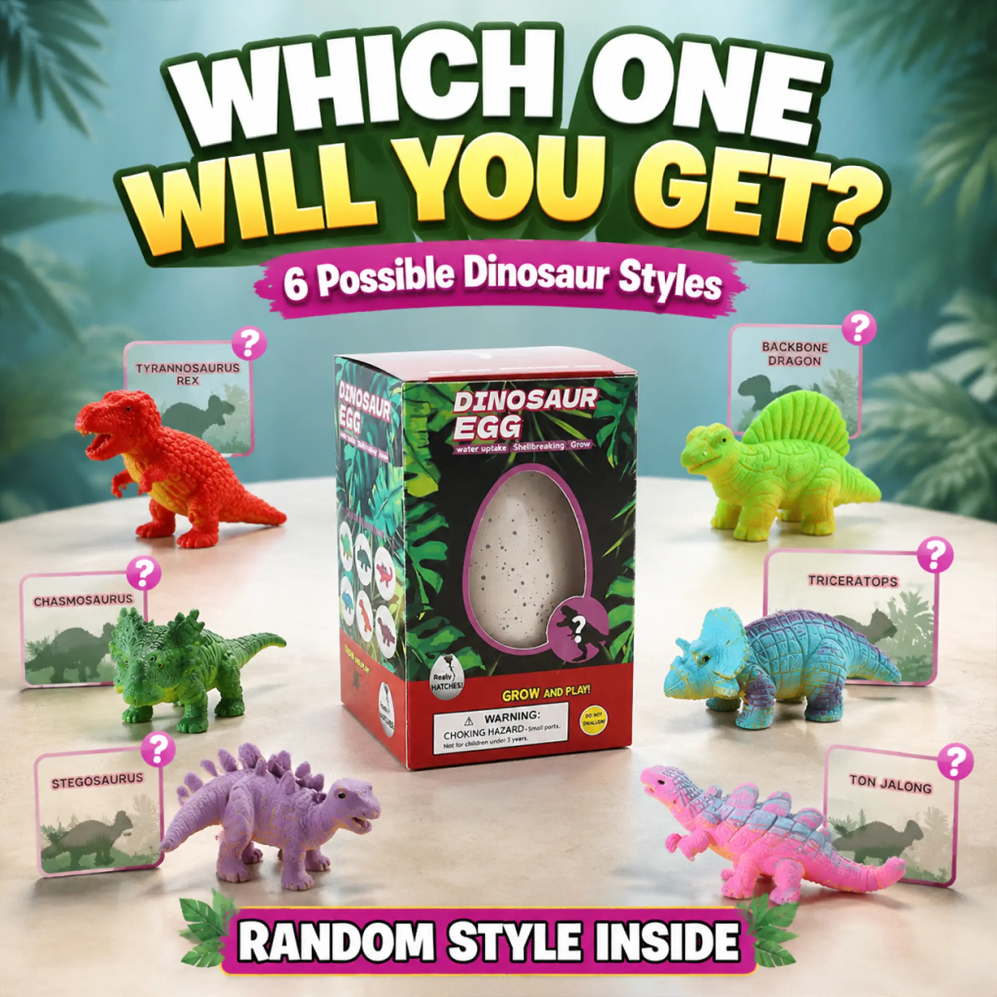 Dinosaur Eggs Hatching STEM Toy, Kids Blind Box - Soak in Water to Learn About Life Cycles