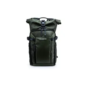 Vanguard VEO SELECT 43RB Camera Backpack – Green, Roll-Top Design, Multi-Access, 10.5" Tablet Storage, Tripod Carry