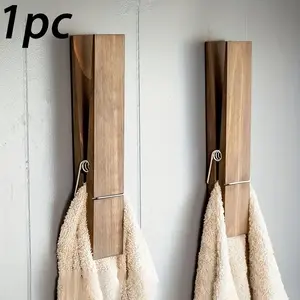 Giant Clothespin Bathroom Towel Holder, Extra-Large Wooden Clip, Wall-Mounted Towel Rack, Farmhouse Decor, Multipurpose Home Laundry, Bathroom Organizer Supplies