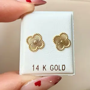 14K Gold Earrings - Elegant Flower Design & Premium Quality for Everyday Wear