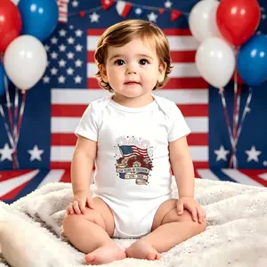 American Flag Roses Fireworks Baby Romper, Soft Cotton Breathable Onesie for Newborn Essentials, Cute Snap Closure Jumpsuit