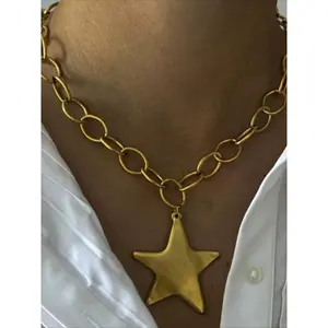 Vintage Chic Punk Hip-Hop Unique Exquisite Exaggerated Big Star Pendant Necklace, Gift for Her, Fashion Jewelry Accessories for Women & Men