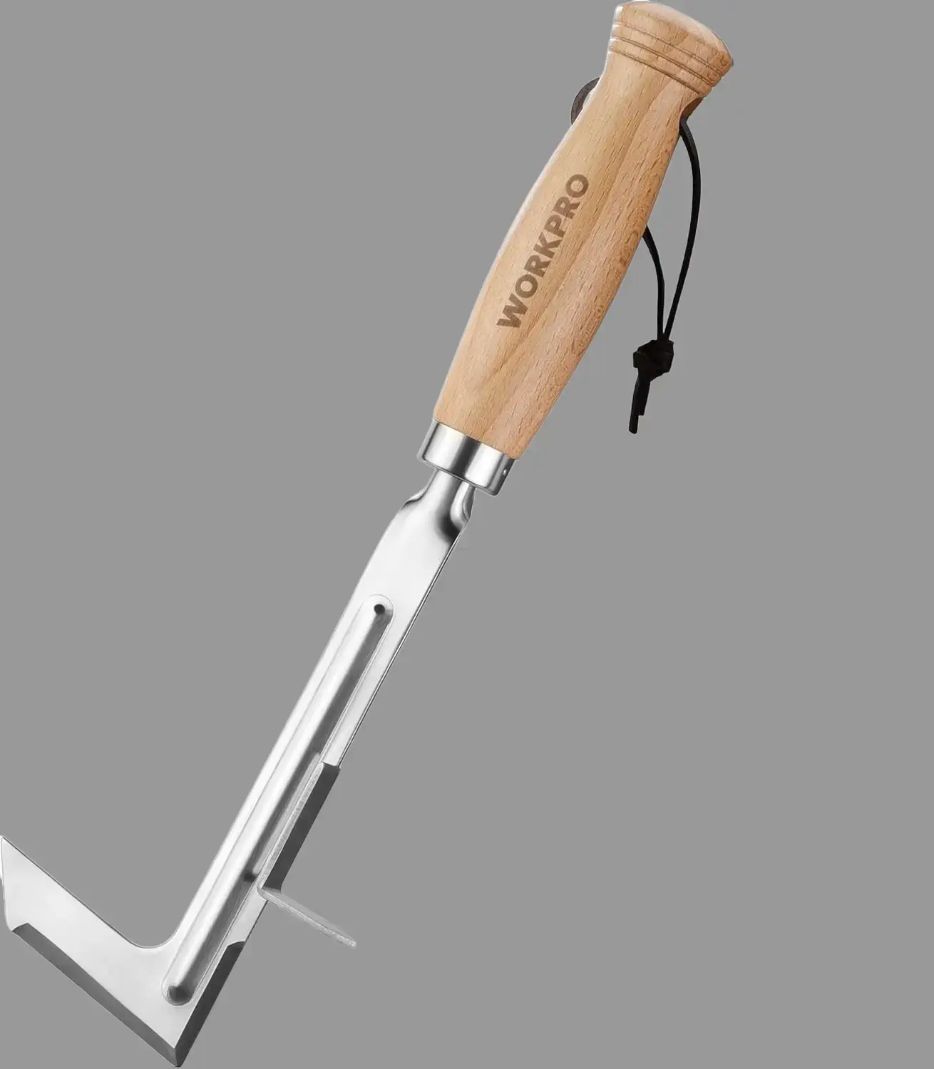WORKPRO Crack Weeder, 12" Stainless Steel Crevice Weeding Tool with Beech Wood Handle, L-Shaped Side-Walk Weed Puller Spatula, for Garden Lawn Yard Patio Terrace Paving Moss, Small Gardening Tool