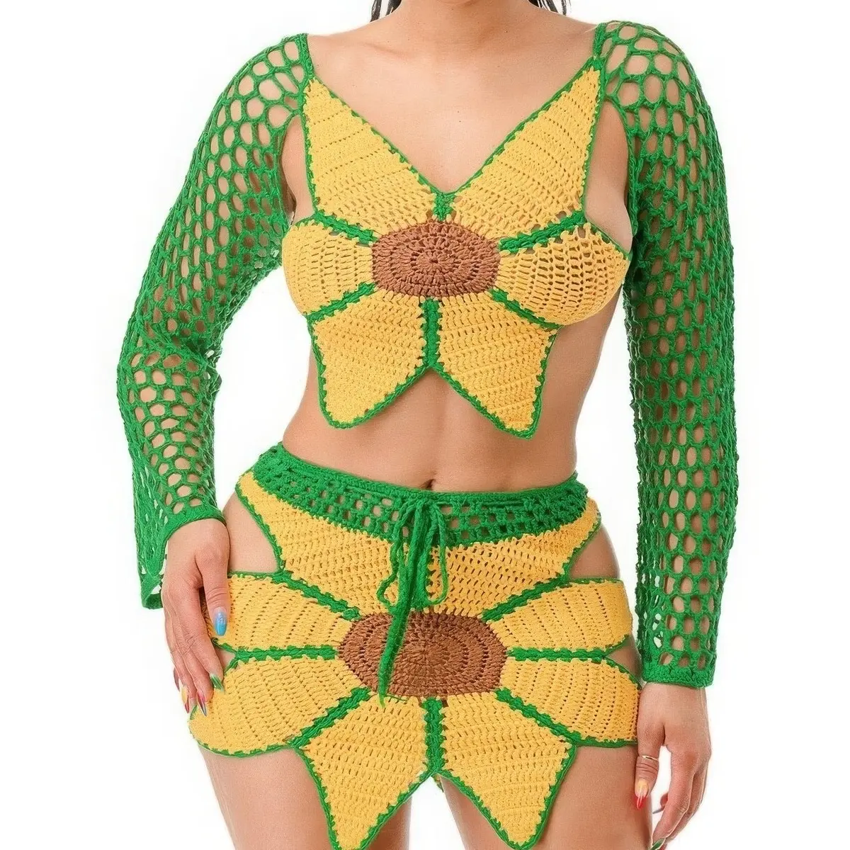 Crochet Skirt Set Sunflower