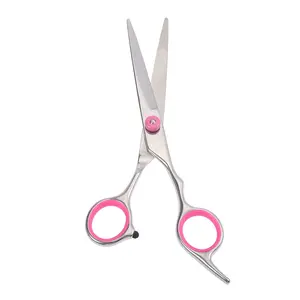 VOCOSTE Stainless Steel Upgrade Straight Scissors for Long Short Thick Hard Soft Hair for Men Women with Pink Gasket Ring