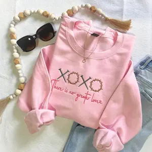 Christian Embroidered Sweatshirt, XOXO There Is No Greater Love Crewneck, Faith-Inspired Gift for Women