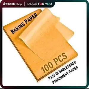 100Pcs Parchment Paper Sheets, 9x13 In Unbleached Parchment Paper for Baking Grilling Air Fryer and Steaming, Precut Non-Stick Parchment Baking Sheets in Quarter Size for Bread Cakes Cookies
