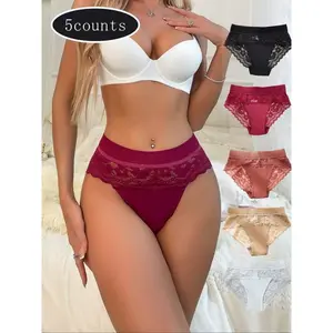 Women's Plain Lace Panties, Comfortable Breathable Transparent Underwear, Daily Use Ladies Lingerie Suitable for All Seasons