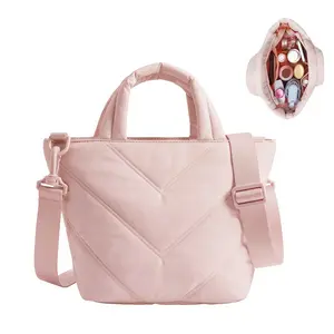 Five Seasons Home lightweight quilted puffer tote bag — nylon crossbody shoulder bag with multiple pockets for women (fits a 12.9″ iPad Pro)