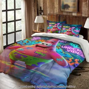 Patrick Star underwater graffiti style 3-piece doll set, bedding set, suitable as a gift.