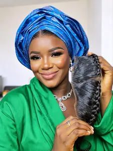 13*4 Full Lace Hairpiece Natural Hairline Human Hair Pre Cut Transparent Lace Hairpieces for Gele Turban, Ear to Ear Lace Front Hairpieces with Braids and Elastic Band 10 Inch Lace Frontal