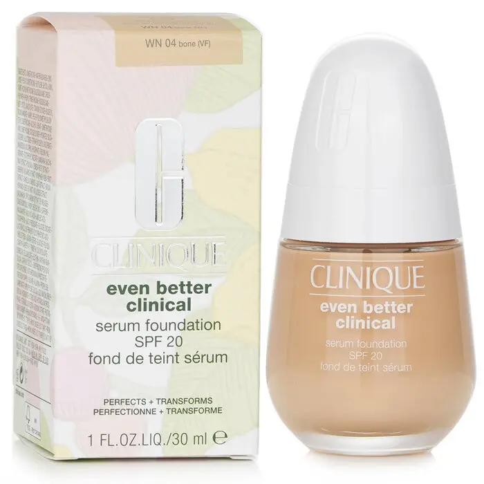 Clinique Even Better Clinical Serum Foundation, SPF 20, #WN 04 Bone - Restore Radiance, Waterproof, Hyaluronic Acid Makeup, Water Proof