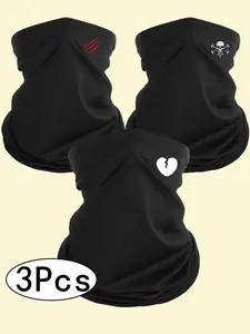 3pcs Protective Face Masks, Summer Facial Cover, Motorcycle Mask, Riding Mask, Unisex Plain Pattern Headgear, All Seasons Casual Style, Outdoor Sports Mask, Face Coverings