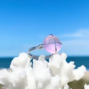 Hand-Wired Pink Sea Glass Ring