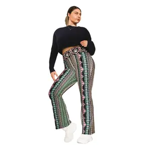 Boho Stripe Flare Leggings Long Stretchy Booty Lifting Curve Hugging With Inner Pocket Viral Tiktok Trending 70s Hippie Yoga Forbidden Pants