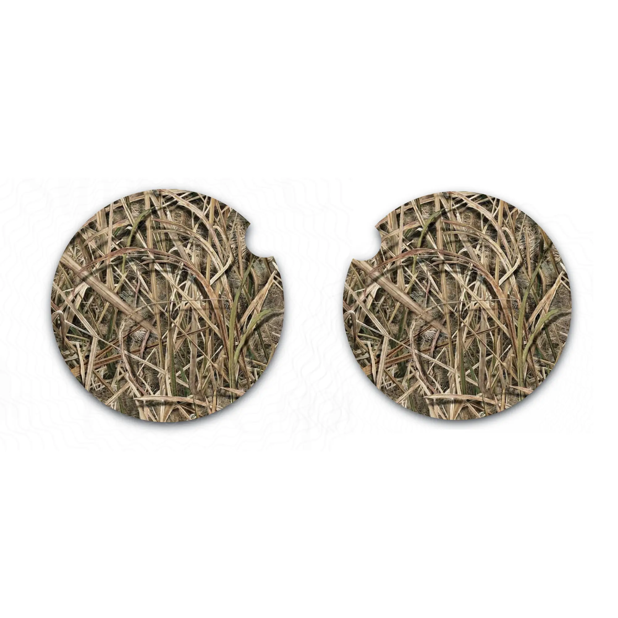 Shadow Grass Camo Car Coasters, Car Cup Holders, Auto Accessories, Nature Inspired Coasters, Set of Two, Soft Neoprene Material