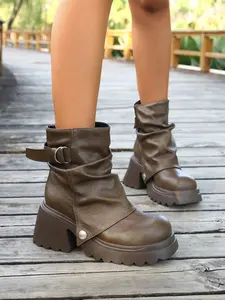 Women's Short Fashion Platform Boots, Comfortable Trendy Classic Design, Perfect for Casual, Stylish Women's Shoes, Footwear