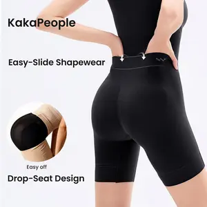[KakaPeople Easyslide Shapewear] Tummy Control Butt Liftter Faja Bodysuit, Back Support Scrunch Back Open Design, Postpartum Recovery Full Body Shaper with Cotton Gusset, Colombian Fajas Everyday Wear for Women