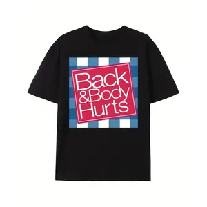 ' Funny Back & Body Pain Themed T-Shirt - Black with Red "Back & Body " Print & Pain Scale Chart - Casual Short Sleeve Round Neck Tee for Kids,, Playdates & Casual Attire (Machine Washable)