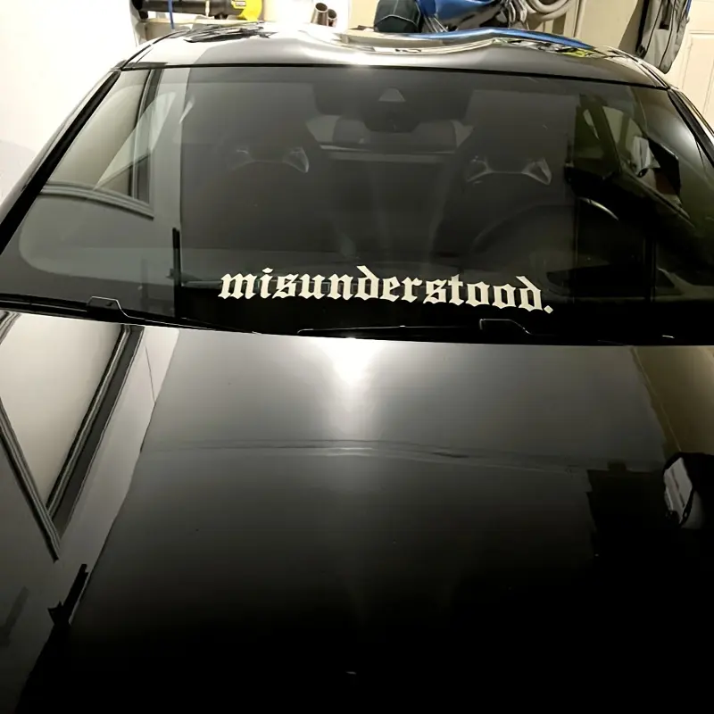 BMisunderstood Vinyl Decal Car Sticker - Bold "Misunderstood" Text, Black & White Design, Durable Weather-Resistant Vinyl for Windshield, Bumper, or Exterior of Vehicles, Vehicle Decoration, Modern Vehicle Accessory, Highquality Print, Car/vehicle Sticker