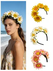 Women's Sunflower Hairband Headpiece, Beach Vacation Photo Prop, Wedding Photography Accessory, Versatile Floral Crown, Fairy Tale Style