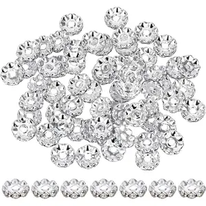 Rhinestone Beads for Pens Making, 100 Pcs 12mm Bulk Beadable Spacer Beads, Glitter Wave Diamond Crystal Beads for DIY Crafts, Diy Beading Accessories
