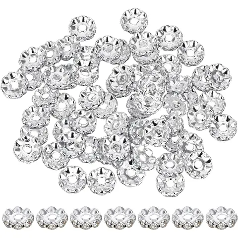 Rhinestone Beads for Pens Making, 100 Pcs 12mm Bulk Beadable Spacer Beads, Glitter Wave Diamond Crystal Beads for DIY Crafts, Diy Beading Accessories, Decoration Beads, Craft Embellishments, Decorative Beads, Beading Supplies